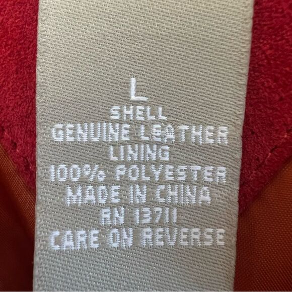 VTG Fieldgear Suede Leather Button Brick Red Western Boho Blazer Jacket Size L - Picture 8 of 10